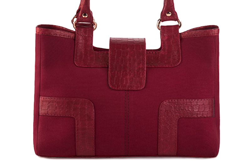 Burgundy red women's dress handbag, matching pumps and belts. Rear view - Florence KOOIJMAN